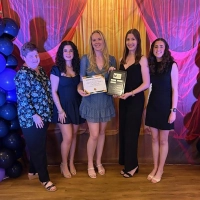 group photo of students and andrea novak Marywood NSSLHA Chapter Named 2025-2026 Student Organization of the Year